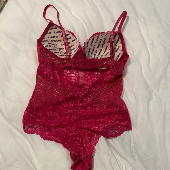 bebe Hot Pink Lace Chemise - Picture 2 of 3